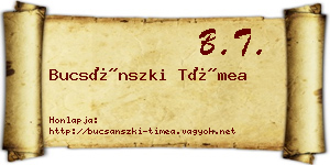 Bucsánszki Tímea névjegykártya